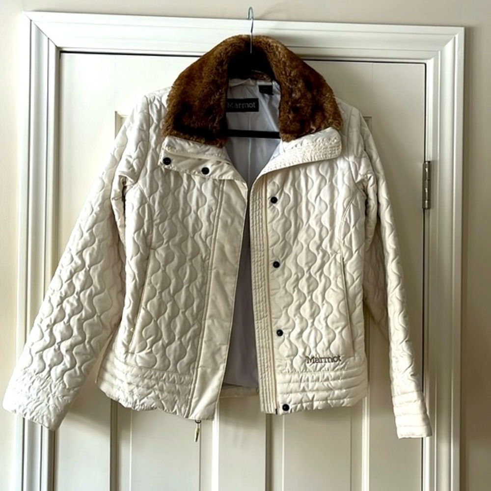 ☃️ Marmot Cream Mid Weight Jacket with Faux Fur Collar